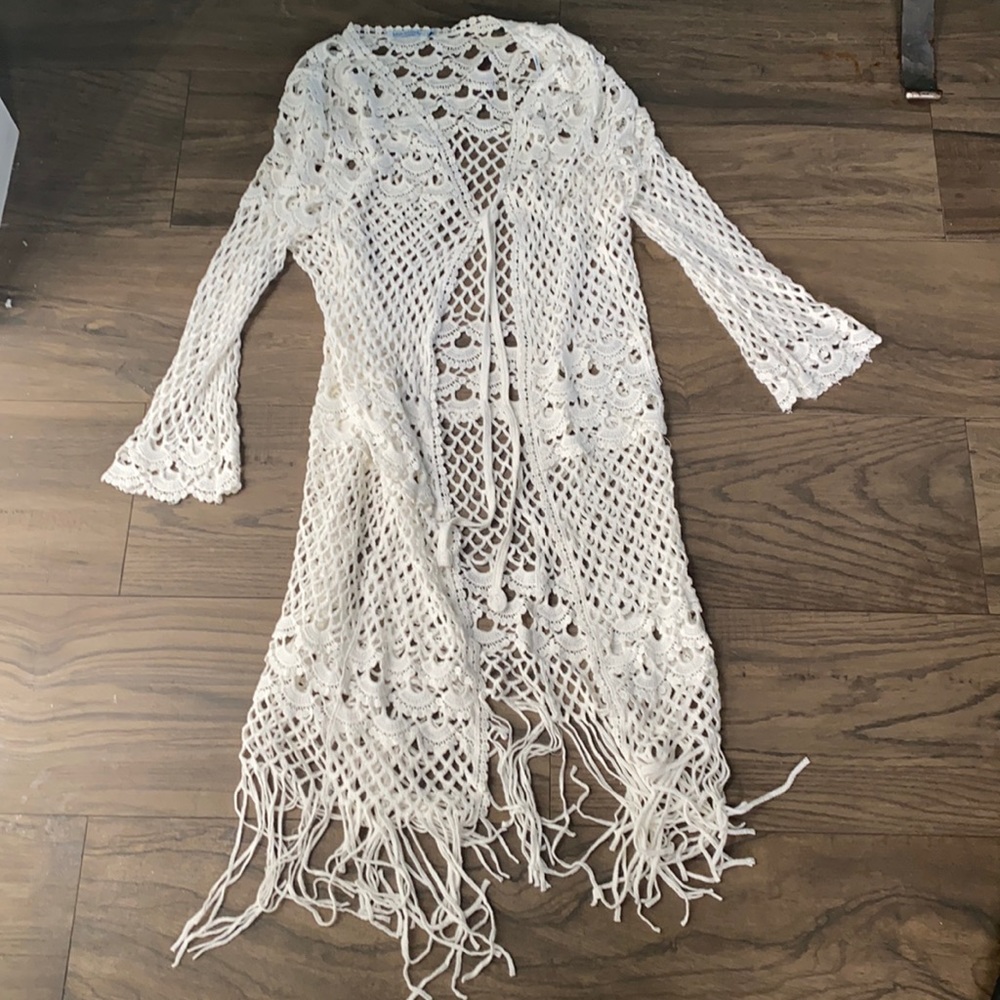 White knitted cover up